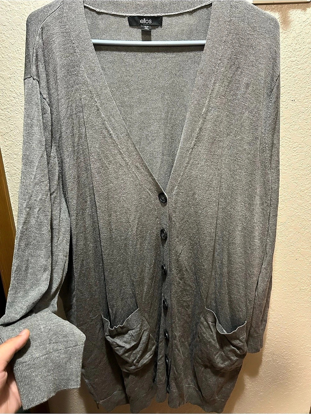 ellos Women's Gray Cardigan Size 2X